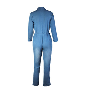 Long Sleeve Vintage Denim Jumpsuit S-3XL