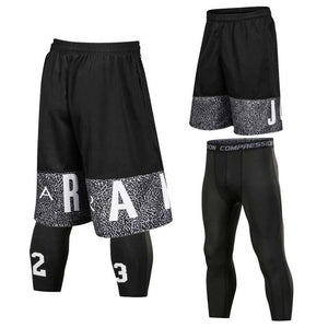 Men Basketball Sets QUICK-DRY Workout Board Shorts + Tights