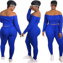 Load image into Gallery viewer, &quot;Giving Him The Blues&quot; 2PC Autumn Pencil Pants Set
