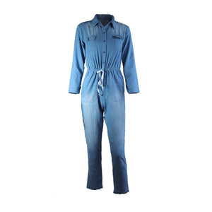 Long Sleeve Vintage Denim Jumpsuit S-3XL