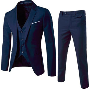 2019 Suit Mens Business Wedding Formal Blazer Korea Slim Fit Male 3 piece Tuxedo Blazer Jacket+Vest+Pants Plus size 6XL