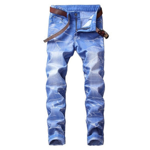 Straight Destroyed Jeans Slim Casual Ripped Jeans Retro Men's Denim High Quality Cotton