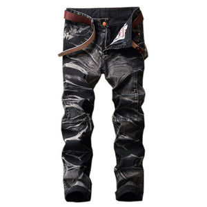 Straight Destroyed Jeans Slim Casual Ripped Jeans Retro Men's Denim High Quality Cotton