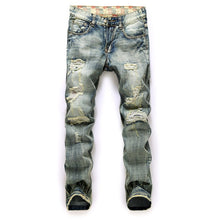 Load image into Gallery viewer, Straight Destroyed Jeans Slim Casual Ripped Jeans Retro Men&#39;s Denim High Quality Cotton
