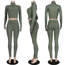 Load image into Gallery viewer, &quot;Lucky Label&quot; Turtleneck Knit Rib Sexy Bodycon Tracksuits
