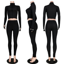 Load image into Gallery viewer, &quot;Lucky Label&quot; Turtleneck Knit Rib Sexy Bodycon Tracksuits
