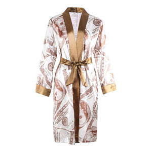 Long Sleeved "Get Money" Satin Sexy Robe