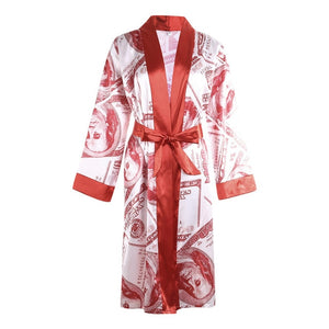 Long Sleeved "Get Money" Satin Sexy Robe