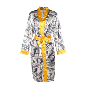 Long Sleeved "Get Money" Satin Sexy Robe